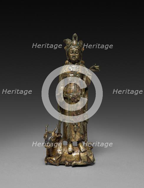 Maheshvara (Shiva) Standing on a Bull, Six Dynasties Period (317-581), Northern Qi Dynasty (550-577) Creator: Unknown.