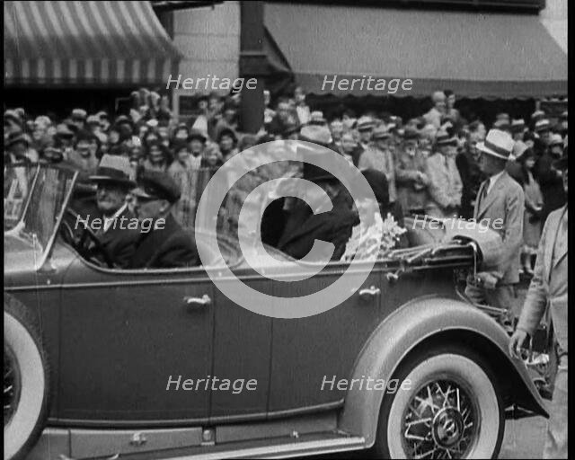 United States of America's President Herbert Clark Hoover and the First Lady Lou Henry Hoover...1930 Creator: British Pathe Ltd.