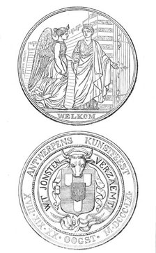 Medal struck by the City of Antwerp in commemoration of the Art Fetes, August, 1861. Creator: Unknown.