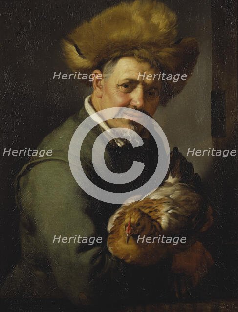 Old Man with a Hen, 1630. Creator: Hendrick Bloemaert.