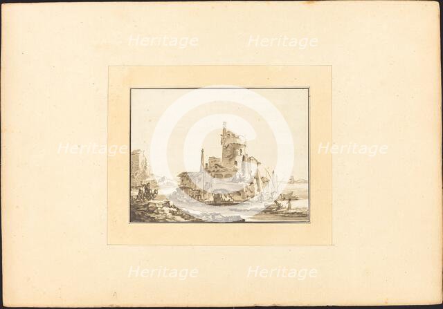 Landscape with a Round Tower, published 1782. Creator: Maria Catharina Prestel.