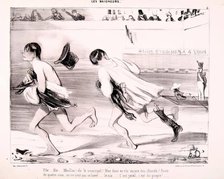 Les Baigneurs. File... File... Moellon! v. le Municipal..., 1839. Creator: Honore Daumier.