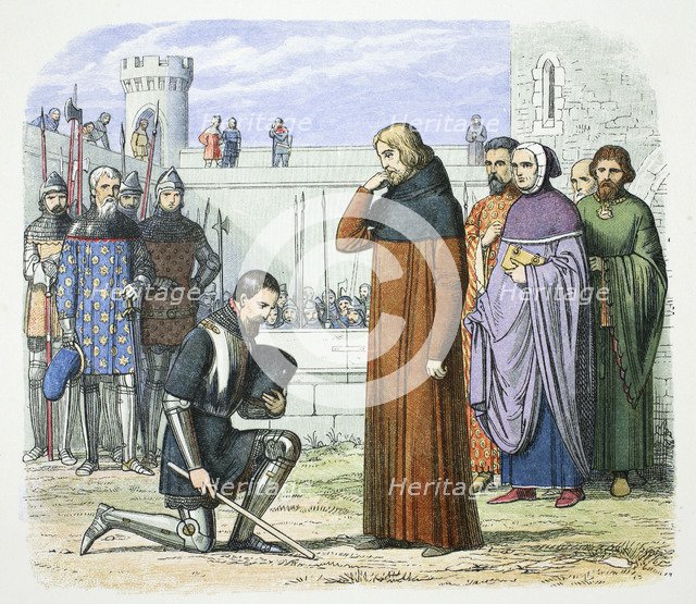 Henry Bolingbroke demanding the throne of Richard II of England, Flint, Wales, 1399 (1864).  Artist: James William Edmund Doyle