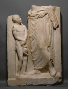 Grave Naiskos of a Standing Youth and a Nude Boy, about 360 BC or modern. Creator: Unknown.