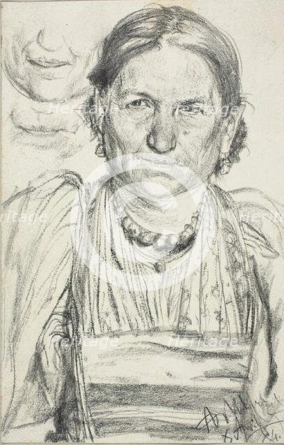 Portrait of a Peasant Woman, 1884. Creator: Adolph Menzel.