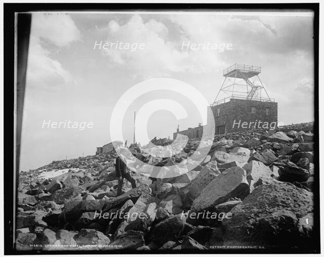 Station and hotel, summit of Pike's Peak, c1900. Creator: William H. Jackson.