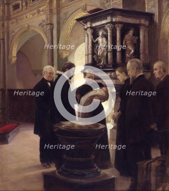 Baptism of a child, 1893. Creator: Knud Larsen.