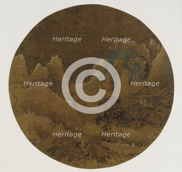 Mountain landscape: crags, temple and pines, Ming dynasty, 1368-1644. Creator: Unknown.