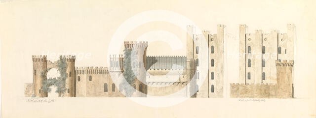 North Aspects of Lea Castle and West Aspect of Wolverly, Cookly, Worcestershire, ca. 1816. Creator: Attributed to John Carter.