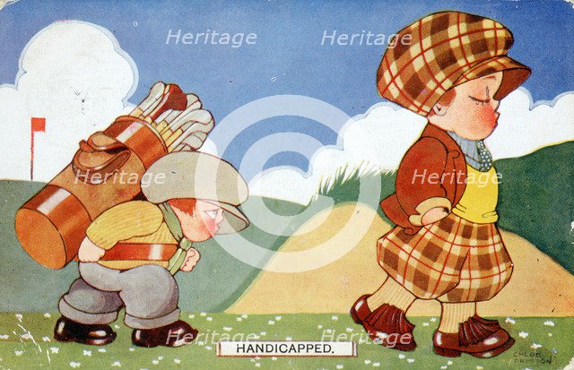 Golfing postcard, c1920s. Artist: Unknown