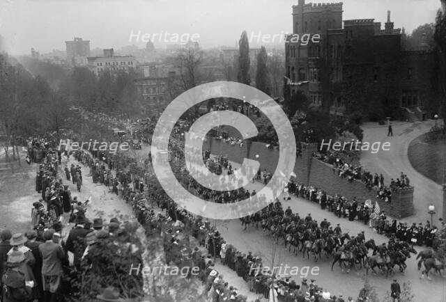 French Commission To U.S.  - Procession Down 16th Street, 1917. Creator: Harris & Ewing.