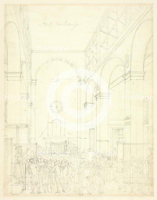 Study for Stock Exchange, from Microcosm of London, c. 1809. Creator: Augustus Charles Pugin.