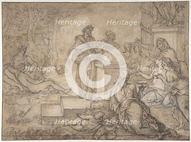 Sacrifice Offered before a Statue of Jupiter, 17th century. Creator: Louis de Boullogne.