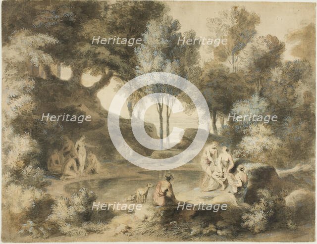 Women Bathing in Pond, 1765/70. Creator: William Taverner.