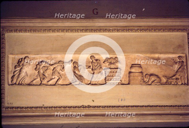 Roman Funeral rite or corpse being carried to Pyre, c3rd century.  Artist: Unknown.