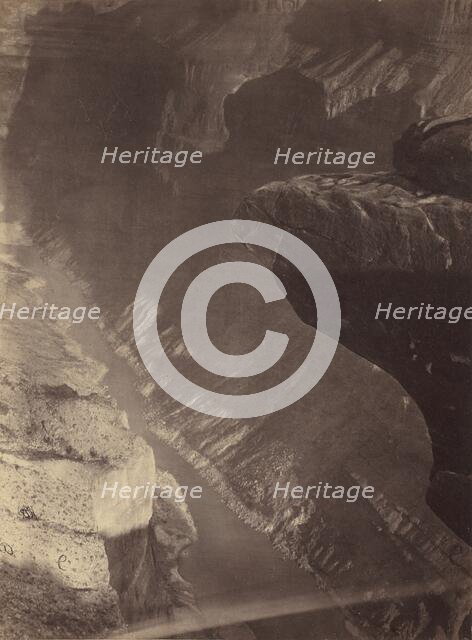 Looking South into the Grand Cañon, Colorado River, Sheavwitz Crossing, 1872. Creator: William H. Bell.