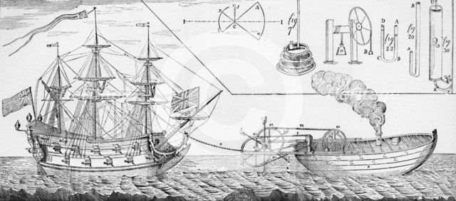 'Jonathan Hulls's Steam Tug Boat', 1736, (1904). Artist: Unknown.