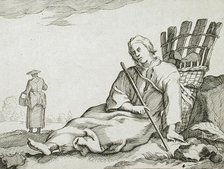 Seated Peasant and Basket, 17th century. Creator: Frederick Bloemaert.