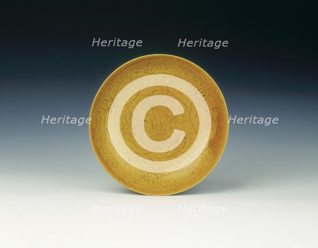 Yellow glazed dish, Late Ming dynasty, China, 17th century. Artist: Unknown