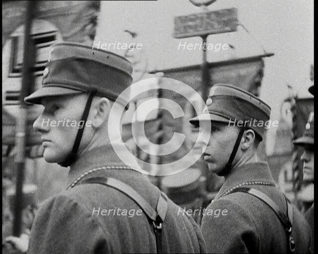 German Soldiers Marching, 1930s. Creator: British Pathe Ltd.