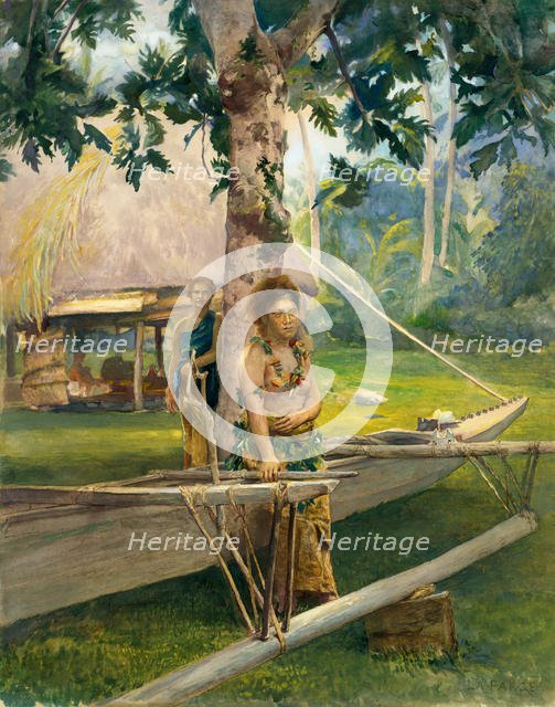 Portrait of Faase, the Taupo, or Official Virgin, of Fagaloa Bay, and Her Duenna, Samoa, 1891 (?). Creator: John La Farge.