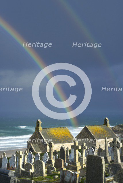 Rainbow over Barnoon Cemetery, St Ives, Cornwall, 2011. Artist: Peter Williams.