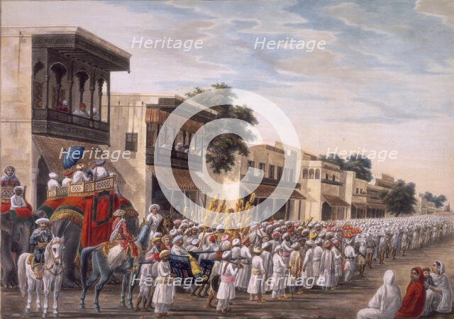 Marriage procession of a Muslim bridegroom proceeding to the bride's house, c1808.  Creator: Sewak Ram.