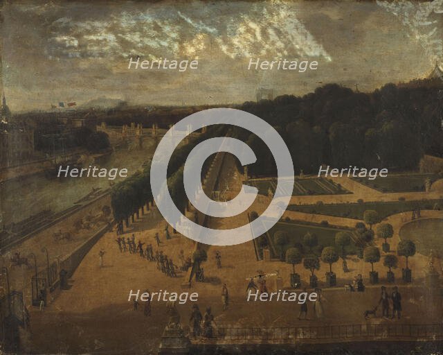 Tuileries Garden, seen from Pavillon de Flore, around 1830, current 1st arrondissement, c1825-1835. Creator: Unknown.
