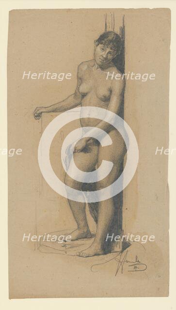 Standing woman nude, 1887. Creator: Jozef Hanula.