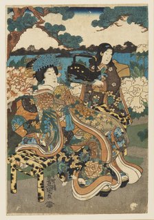 Woodblock print - Courtesan and maid, 1786-1865. Artist: Utagawa Kunisada.