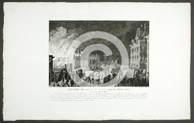 Fire in the Guard House on the Pont Neuf, 1798-1804. Creator: Claude Niquet I.