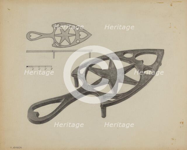 Pa. German Flat-iron Holder, c. 1937. Creator: Philip Johnson.