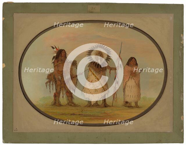 Crow Chief, His Wife, and a Warrior, 1861/1869. Creator: George Catlin.