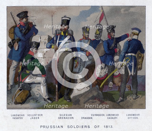 Prussian soldiers of 1813.Artist: E Burger