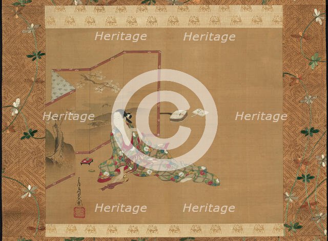 A Beauty Behind a Screen, Japan, About 1750. Creator: Miyagawa Choshun.