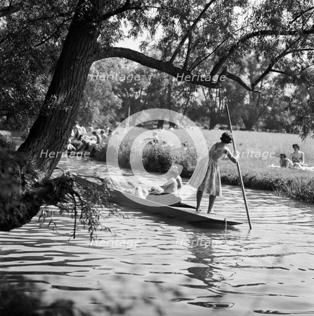 Punting on the River Cam near Grantchester, Cambridgeshire, 1960. Artist: John Gay