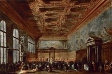 The Doge of Venice Giving Audience in the Sala del Collegio in the Doge’s Palace. Artist: Guardi, Francesco (1712-1793)