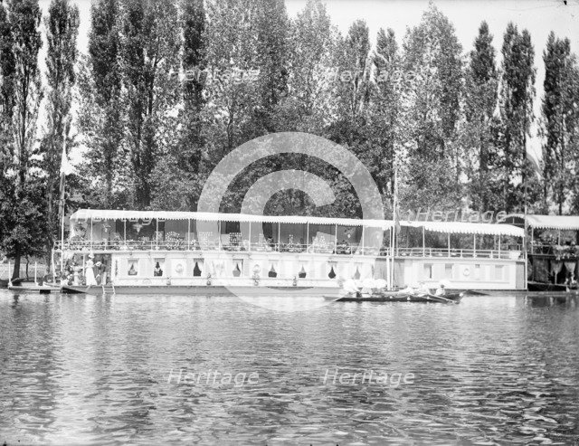 View of the Stella houseboat on the River Thames, Henley-on-Thames, Oxfordshire, c1860-c1922. Artist: Henry Taunt