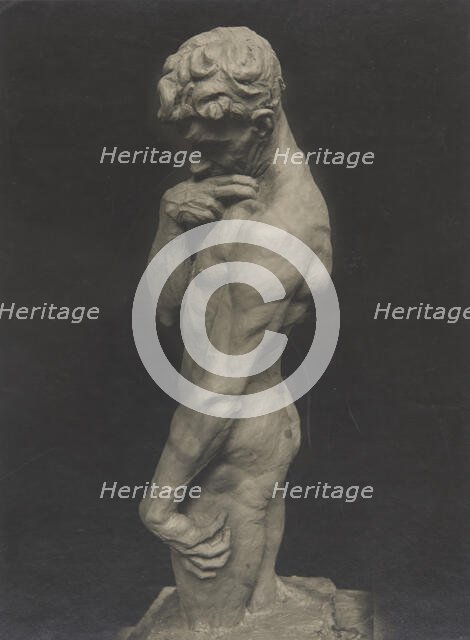 Male nude covering his chin with his right hand, 1920.  Creator: Unknown.