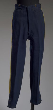 US Cavalry officer's uniform riding pants worn by John H. Alexander, ca. 1890. Creator: John G. Haas.