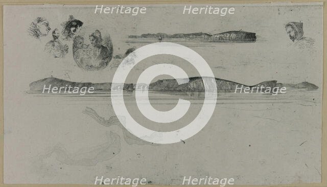 Sketches on the Coast Survey Plate, 1854. Creator: James Abbott McNeill Whistler.