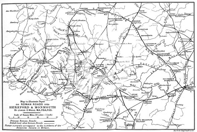 Roman roads into Hereford and Monmouth.Artist: James G Wood