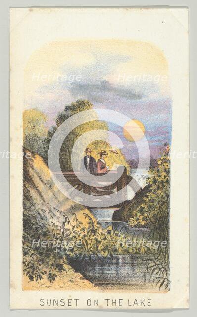 Sunset on the Lake, from the series, Views in Central Park, New York, Part 2, 1864. Creator: Louis Prang.