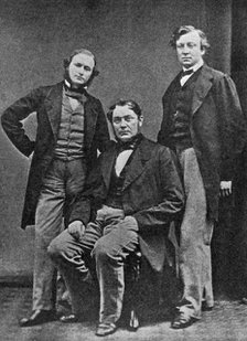 Gustav Kirchhoff, Robert Bunsen and Henry Roscoe, scientists, c1860. Artist: Unknown