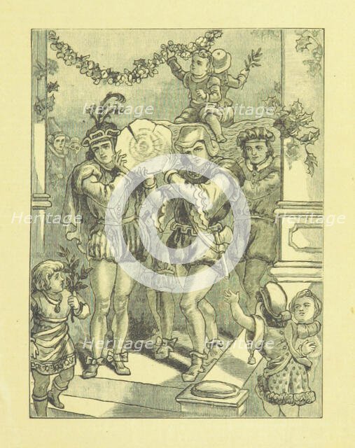 Bringing in the Yule Log, 1885.  Creator: Henry G. Wells.