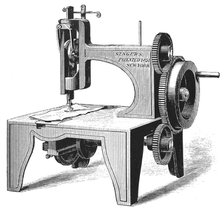 Isaac Merrit Singer's first sewing machine, patented in 1851 (1880). Artist: Unknown