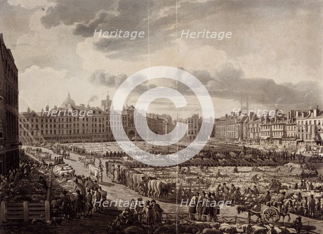 Smithfield Market, London, 1811 Artist: J Bluck