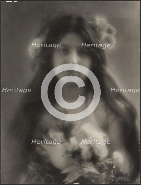 A Fantasy (Portrait of a Young Woman with Flowers), 1907-1924. Creator: Louis Fleckenstein.