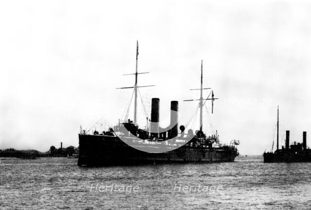 H.M.S. "Crescent," to be commanded by the Duke of York, 1898. Creator: Stephen Cribb.