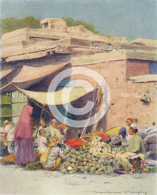 'Vegetable Market, Delhi', 1905. Artist: Mortimer Luddington Menpes.